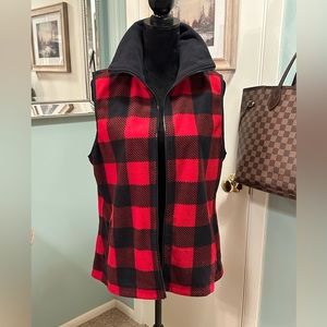 Chaps. Polar-fleece, zip closure, vest. Red/Black. Size XL.